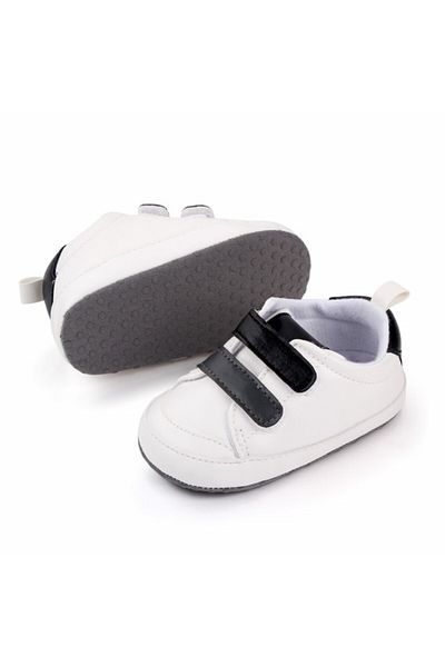 Superbaby Adidasi albi cu barete si insertie neagra