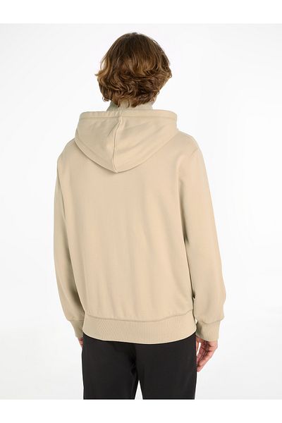 Calvin Klein Men Beige Badge Hwk Zip Through Hoodie
