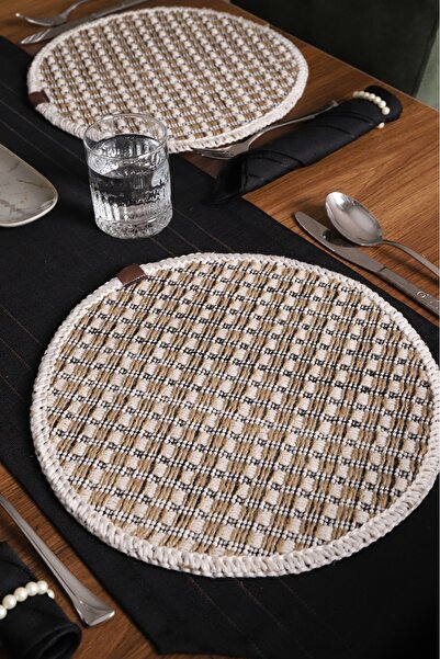 Sunrise Rug قاعدة من الجوت المنسوجة من القش البوهيمي المكونة من 6 قطع