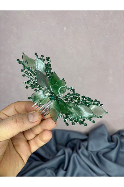 Hayalperest boncuk Pearlescent Essence Scalloped Bridal Hair Accessory