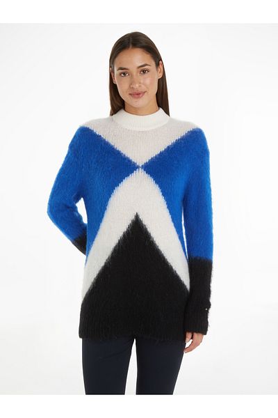 Tommy Hilfiger Women Argyle Ultra Blue Argyle Relaxed Sweater