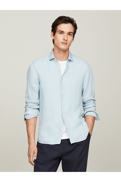 Tommy Hilfiger Mens Blue DC GMD Linen Shirt