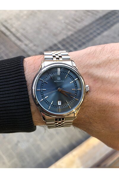Momentus ساعة يد رجالية مقاومة للماء بتقويم فولاذي