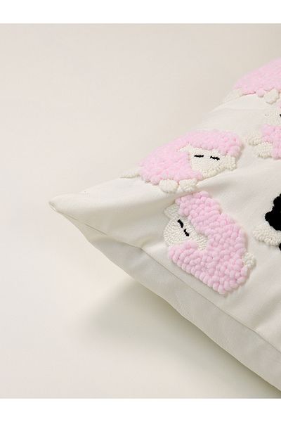Galia Tasarım Be Unique - Galia Kids Pink Velvet Lambs Punch Throw Pillow Cover