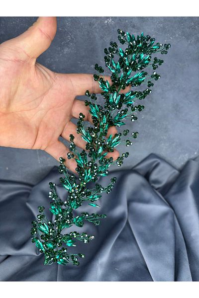 Hayalperest boncuk Hera Crystal Beaded Bridal Henna Crown Hair and Turban Accessory