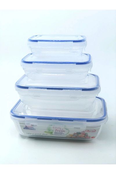 Dania 4-piece clear rectangular plastic food container set