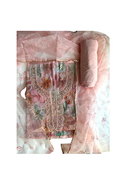 MAJESTIC STYLE FASHION فستان من الأورجانزا غير المخيط بخرز مطبوع عليه زهور