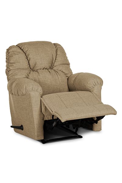 American Polo | Linen Rocking & Rotating Recliner Chair - Beige -92×78x103