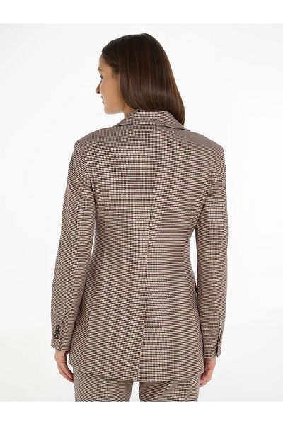 Tommy Hilfiger Women Houndstooth Rouge Tattersall Check Slim Fit Blazer