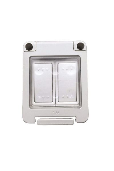 Generic ADMORE IP55 Outdoor Waterproof 2 Gang 2 Way Switch Socket – Weatherproof Grey Housing