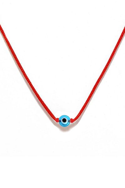 alberaccessories Red Thread Evil Eye Bead Necklace - Luck Necklace - Summer Accessory - Adjustable Lift Closure