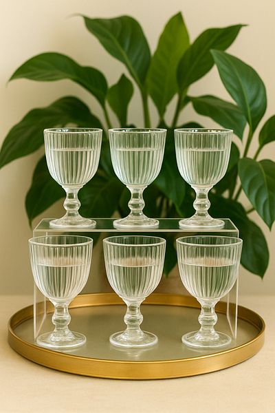 Sever Rocco Model 6-Piece Crystal Glass Coffee Side Water Glass |   Zem Zem Glass Set