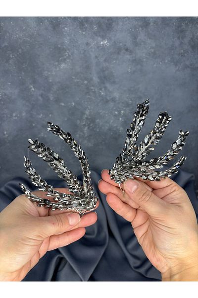 Hayalperest boncuk Double Sided Comb Büge Bridal Hair Accessory