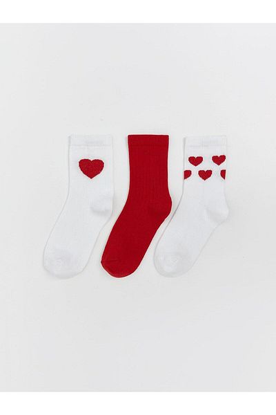 LC Waikiki Lcw Eco Heart Patterned Girl's Sock Socks 3-Piece (S5)