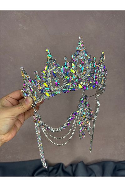 Hayalperest boncuk High Frontlet Hair Accessory with Dangle Balca Bridal Henna Crown