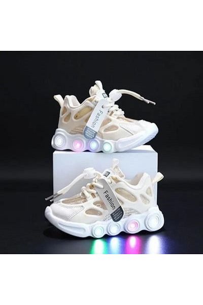 Superbaby Cream sneakers with lights - Lorena