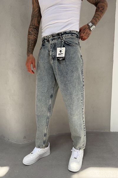 MADZEYMODA Ballon Fit Ανδρικό Washable Boyfriend Mold Μπλε τζιν παντελόνι KE-803