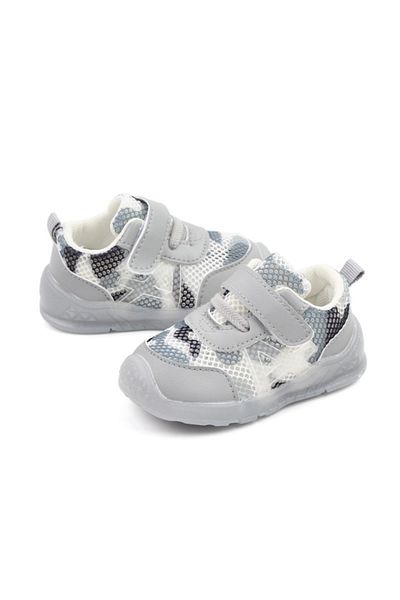 Superbaby Adidasi pentru bebelusi, in nuante de gri si alb