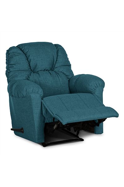 American Polo | Linen Rocking & Rotating Recliner Chair - Turquoise -92×78x103