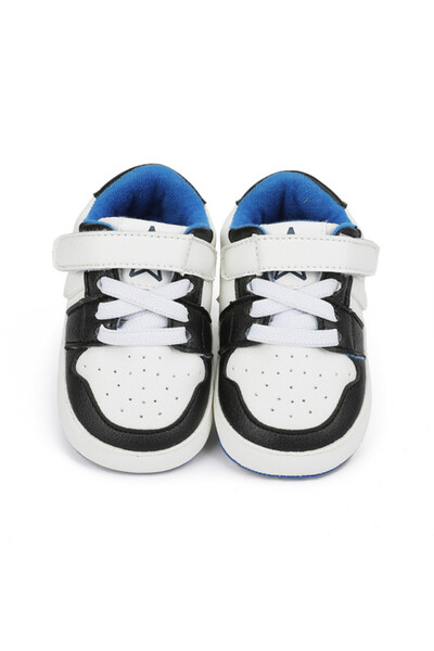 Superbaby Λευκά πάνινα παπούτσια με μαύρο και μπλε χρώμα - Smart