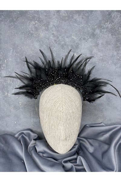 Hayalperest boncuk Arden Feathered Beaded Bridal Henna Crown Shiny Model