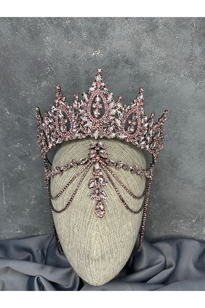 Hayalperest boncuk High Frontlet Hair Accessory with Dangle Balca Bridal Henna Crown