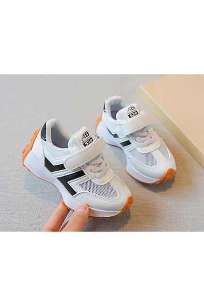 Superbaby Adidasi albi pentru copii, cu insertii negre