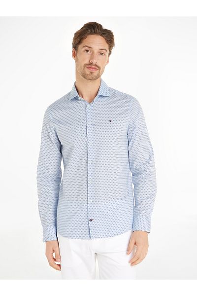 Tommy Hilfiger Mens Blue CL-W OXF Circle Print Shirt