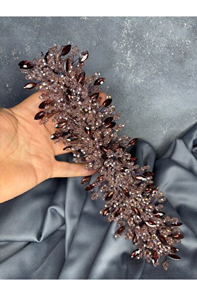 ESPEREST إيلينا الحناء المطرزة المكثفة وتاج الزفاف عمامة متطابقة