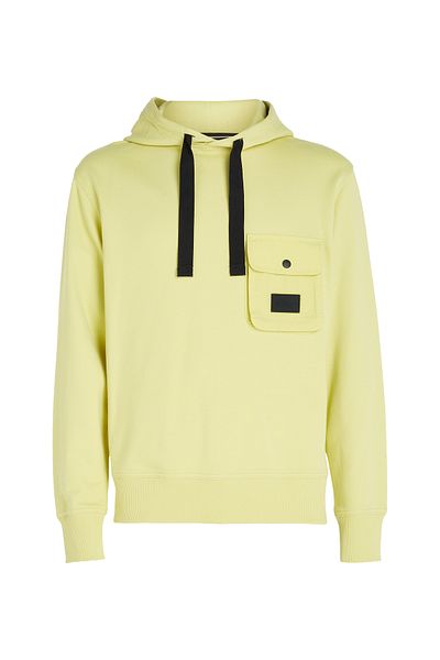 Calvin Klein Men Yellow Mix Media Pocket Hoodie
