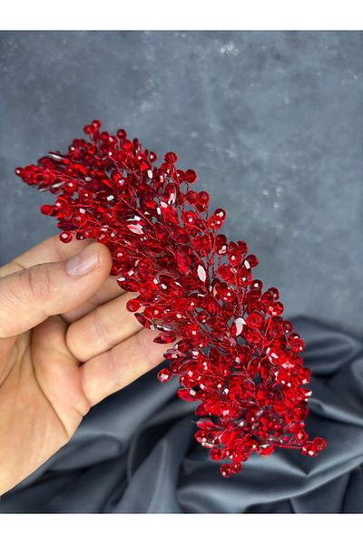 Hayalperest boncuk Elisa Thin Beaded Bridal Crown Turban and Hair Accessory
