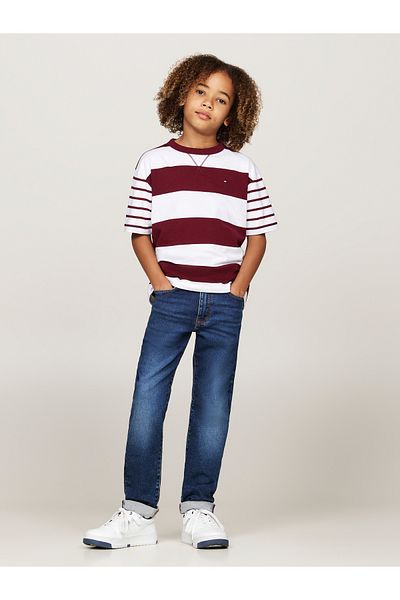 Tommy Hilfiger Boys White Stripe Mix T-Shirt