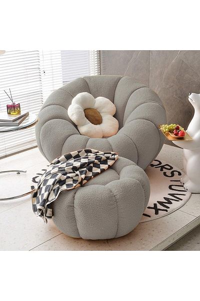 MAPLE HOME DECORATION Maple Home Lamb Fleece Sofa Set Modern Nordic Flower Minimalist Style Sofa For Living Room