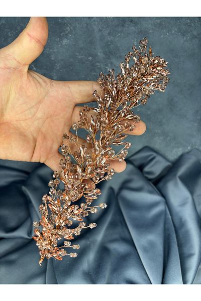 Hayalperest boncuk Hera Crystal Bead Decorated Elegant Bridal Henna Crown