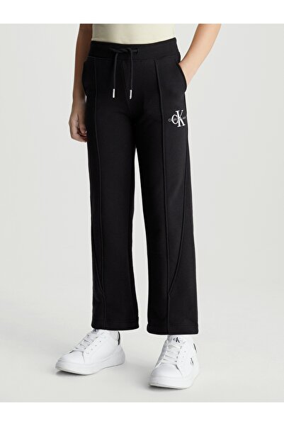 Calvin Klein Girls Black Monogram Off Placed Sweatpants