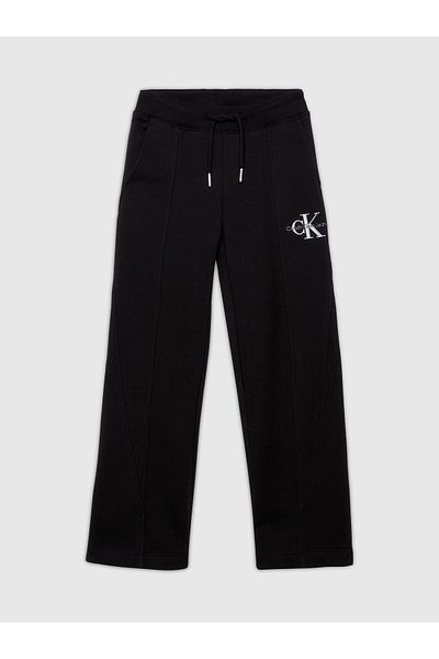 Calvin Klein Girls Black Monogram Off Placed Sweatpants