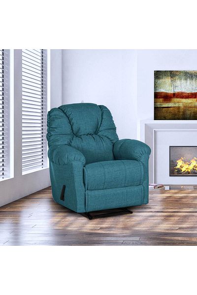 American Polo | Linen Rocking & Rotating Recliner Chair - Turquoise -92×78x103