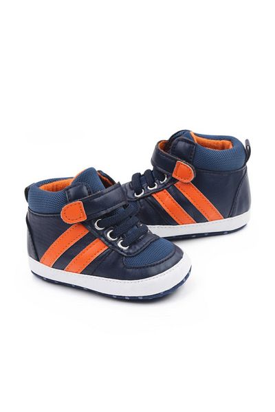 Superbaby Adidasi bleumarine cu dungi portocalii