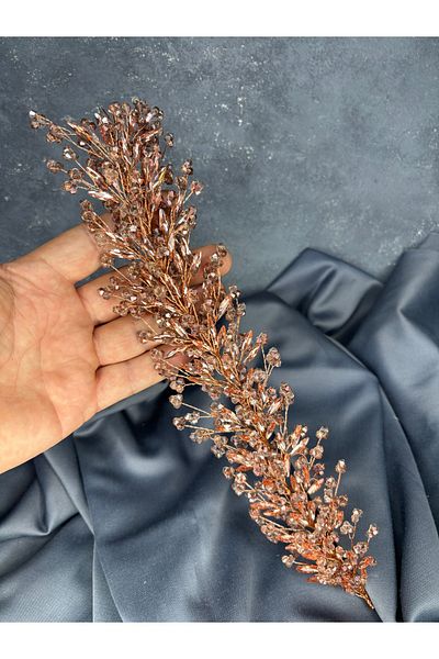 Hayalperest boncuk Hera Crystal Bead Decorated Elegant Bridal Henna Crown