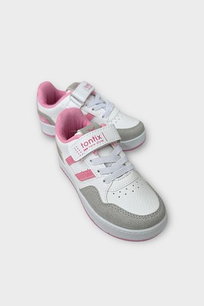 Liger Children's Velcro Laced Comfort Sports Shoes White - Pink