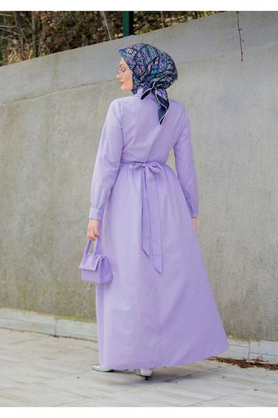 STİLZERAFET Half Placket Button-Up Tie Back Dress