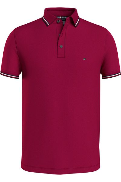 Tommy Hilfiger Mens Red 1985 Tipped Short Sleeve Polo T-Shirt