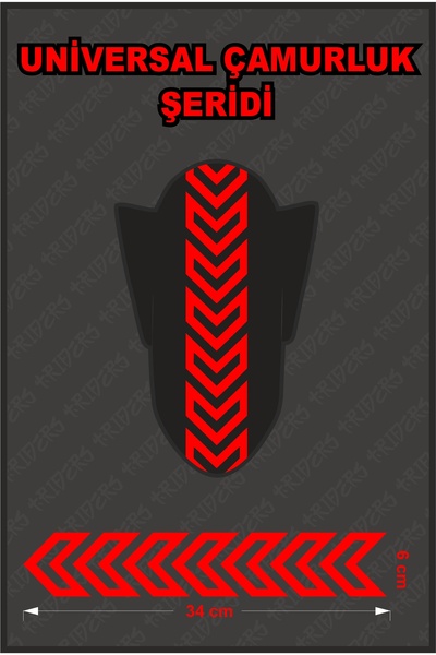 TRİDERS Üniversal Şerit Motosiklet Çamurluk Etiket Sticker 6cm x 34cm REFLEKT...