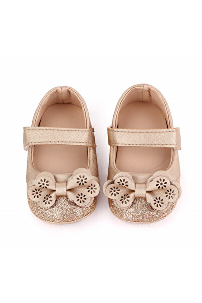Superbaby Pantofiori aurii cu sclipici si fundita