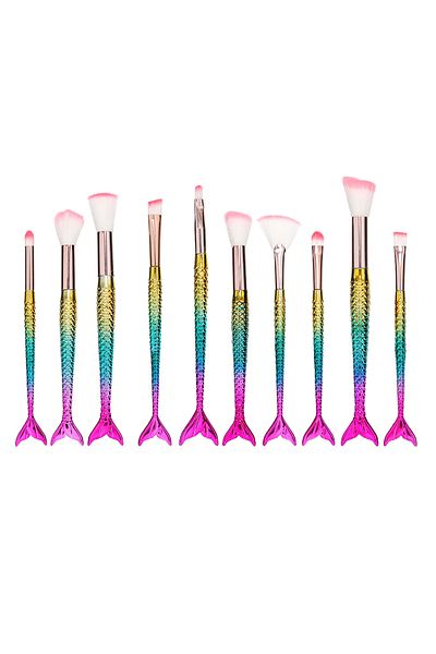 Roesıa Rose Cosmetics Rose Fish Model Brush Set of 10 with Bag