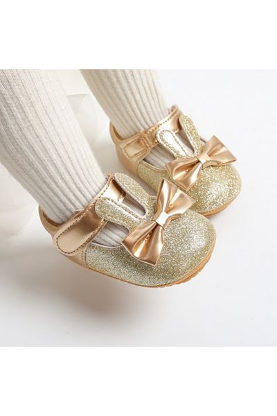 Superbaby Pantofiori aurii pentru fetite - Glitter bunny
