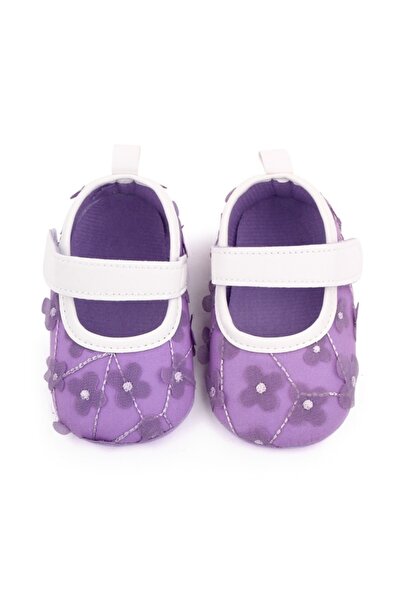 Superbaby Pantofiori mov cu floricele pentru fetite