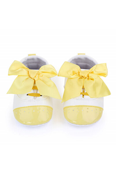 Superbaby Pantofiori albi cu fundita galbena