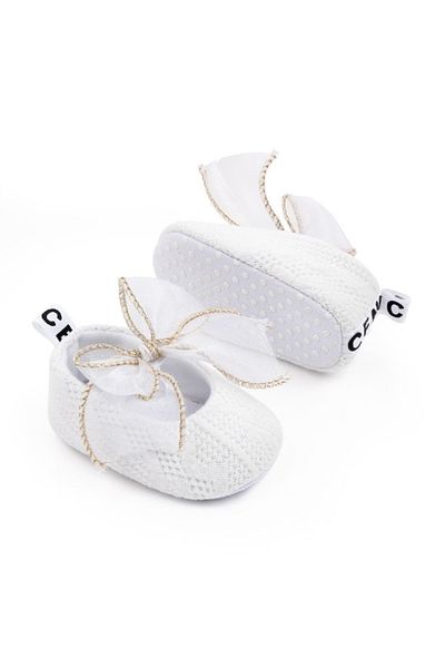Superbaby Pantofiori albi cu fundite din organza