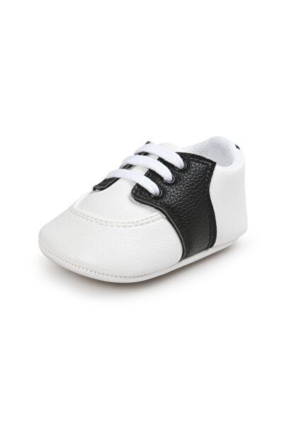 HANNA Pentru bebelusi Pantofiori eleganti albi cu insertie neagra